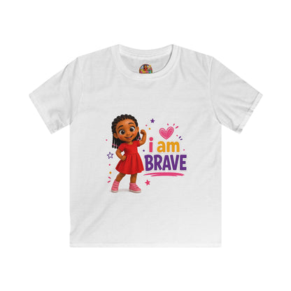 I Am Brave kids tee | Girl Character Illustration, Empowerment Shirt