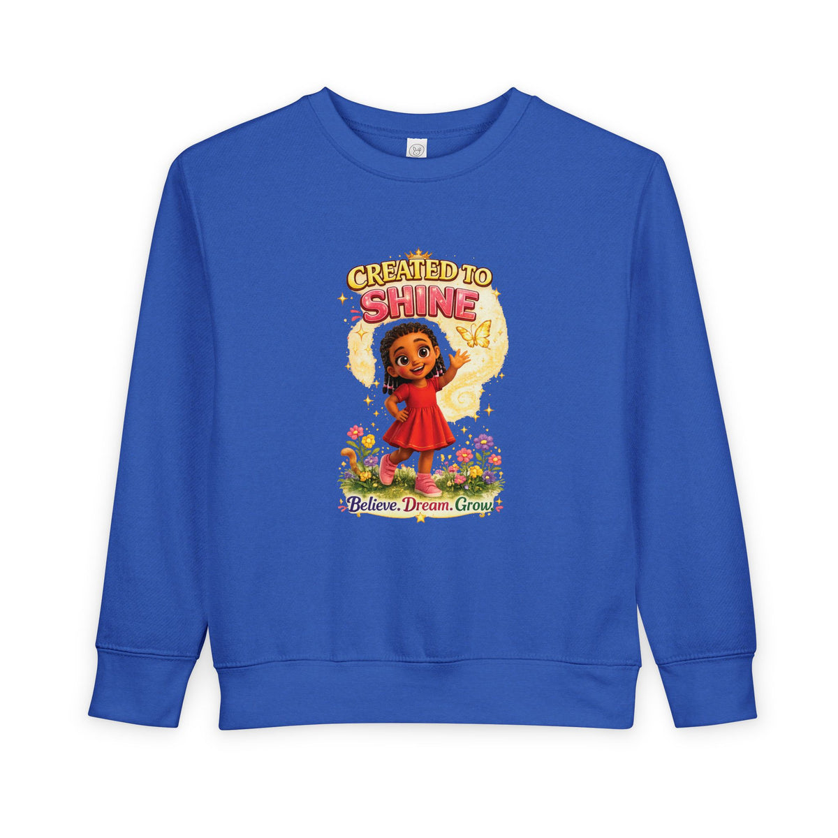Created to Shine girl character Sweatshirt | toddler floral sunshine design