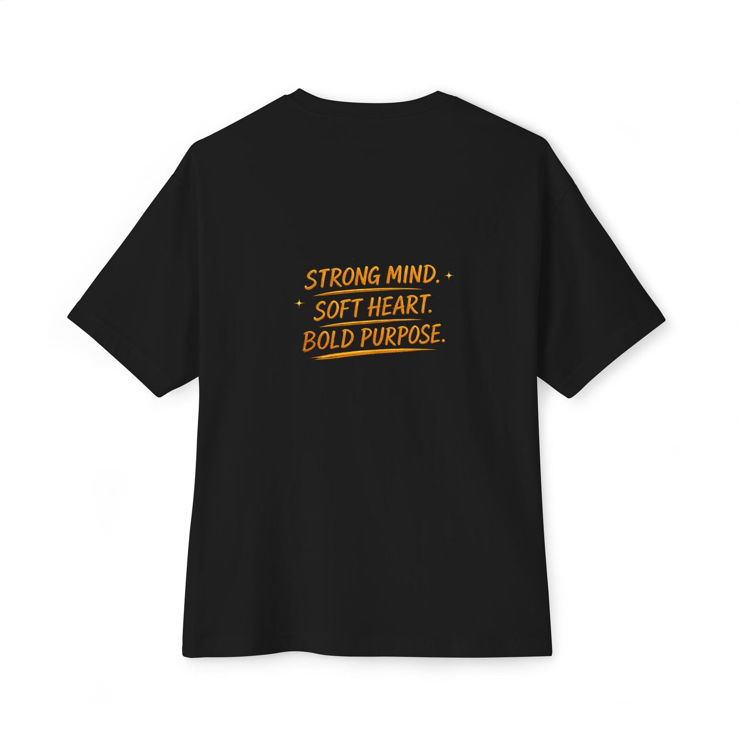 Amara Gold Moon Boxy Tee — “Strong Mind. Soft Heart. Bold Purpose.” Oversized Graphic T-Shirt