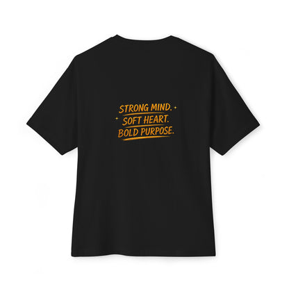 Amara Gold Moon Boxy Tee — “Strong Mind. Soft Heart. Bold Purpose.” Oversized Graphic T-Shirt