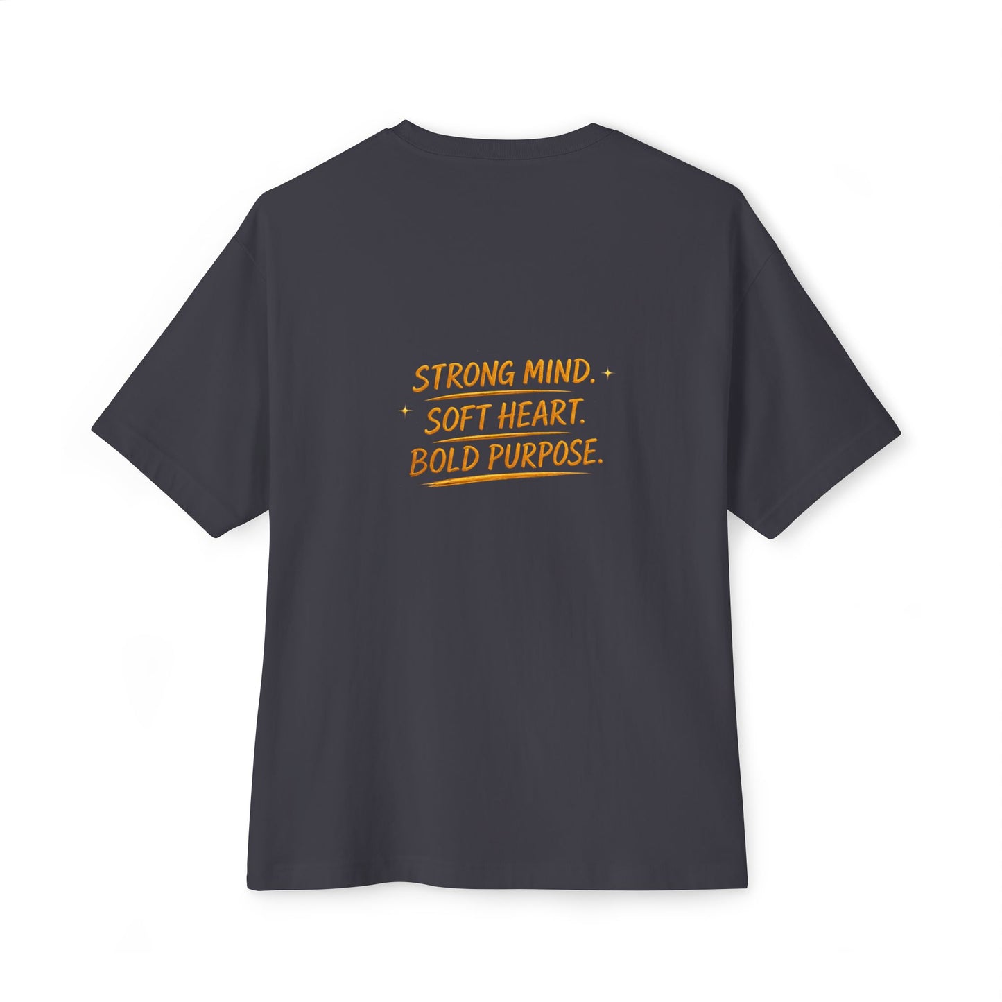 Amara Gold Moon Boxy Tee — “Strong Mind. Soft Heart. Bold Purpose.” Oversized Graphic T-Shirt
