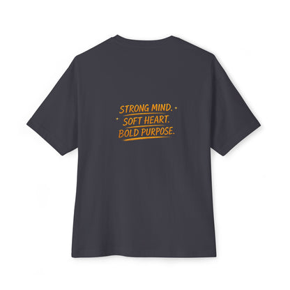 Amara Gold Moon Boxy Tee — “Strong Mind. Soft Heart. Bold Purpose.” Oversized Graphic T-Shirt