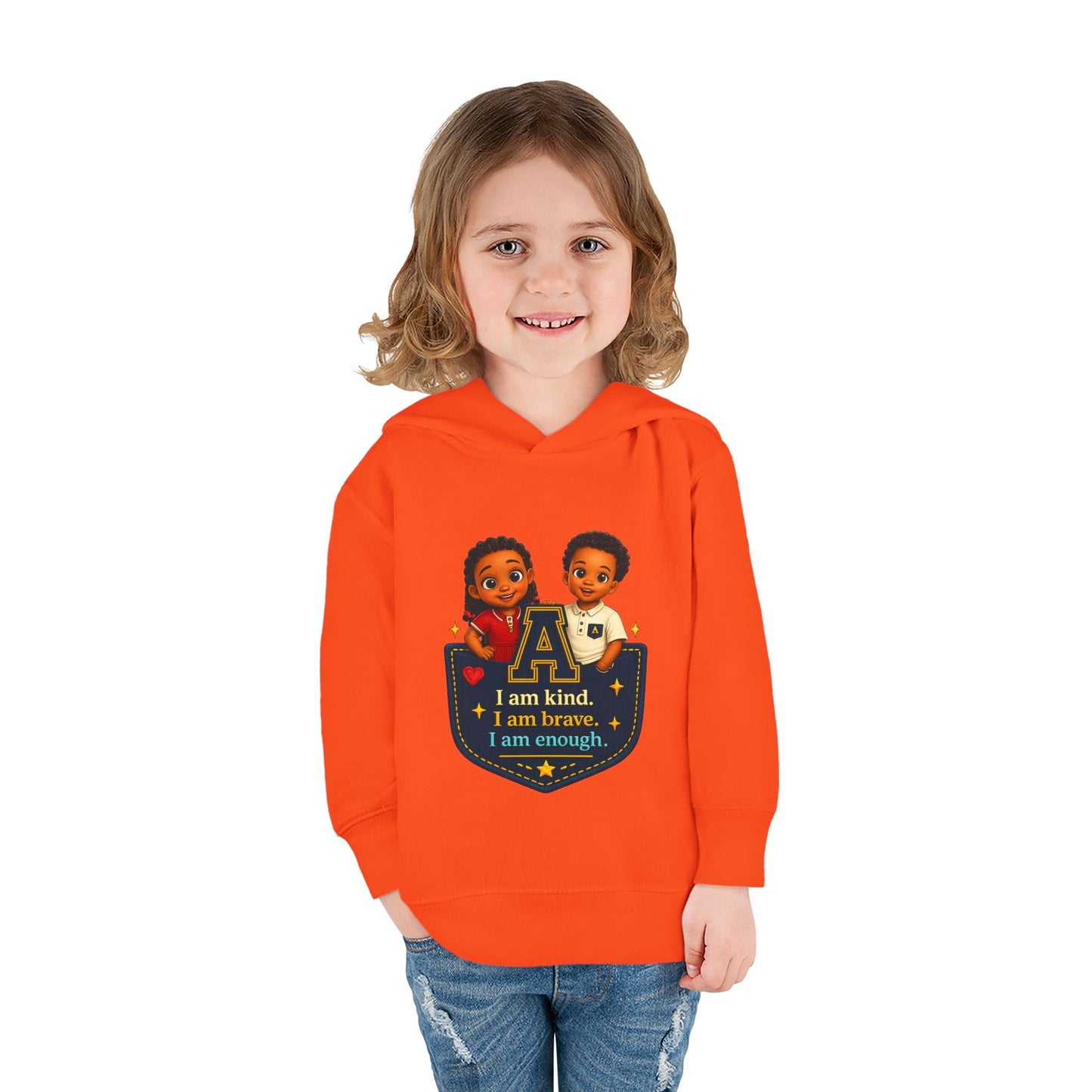 Toddler Hoodie — "I Am Kind, I Am Brave, I Am Enough" Pocket Design