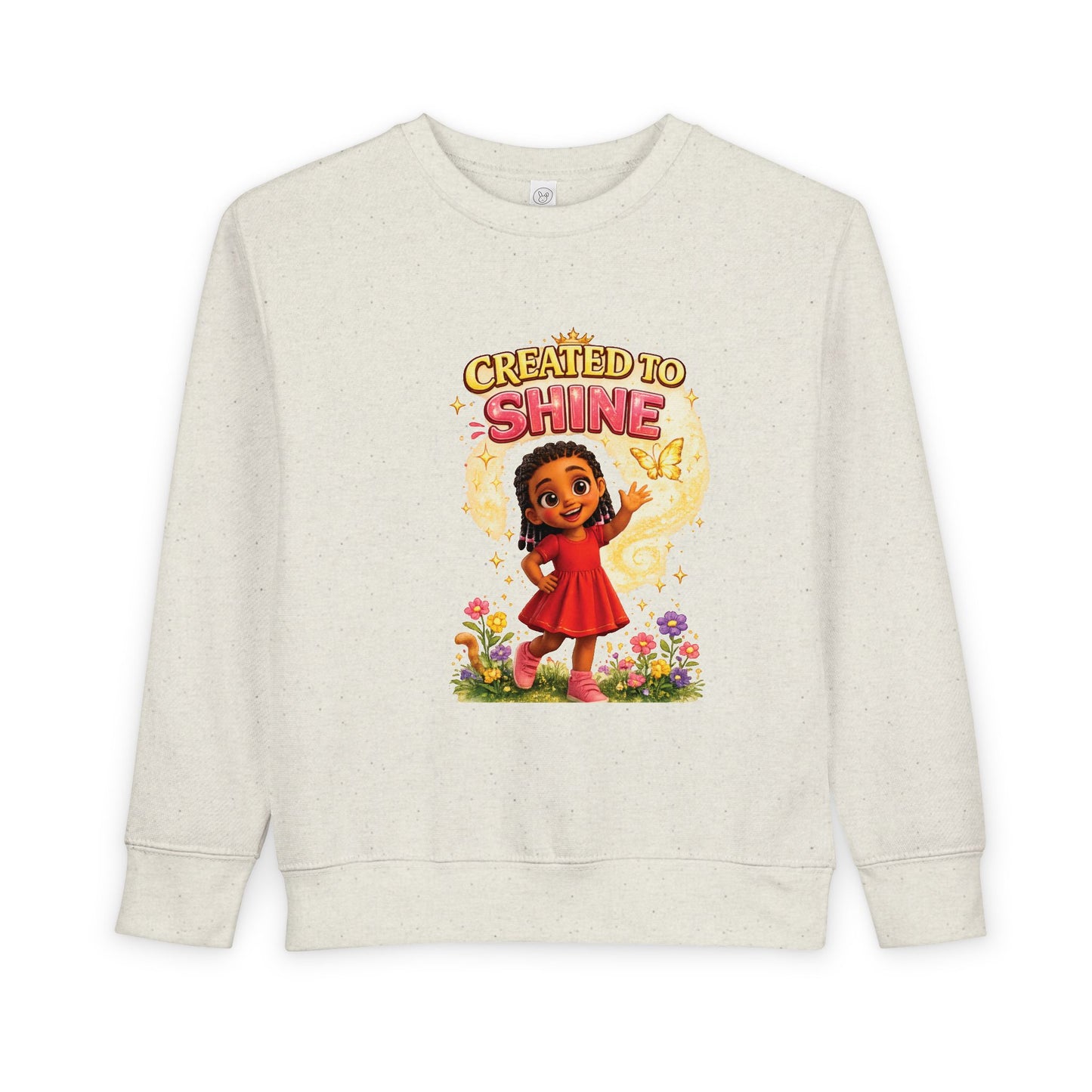 Created to Shine girl character Sweatshirt | toddler floral sunshine design