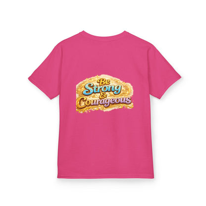 Kids Tee — "God Is With Me" Inspirational Christian Shirt (Be Strong & Courageous)