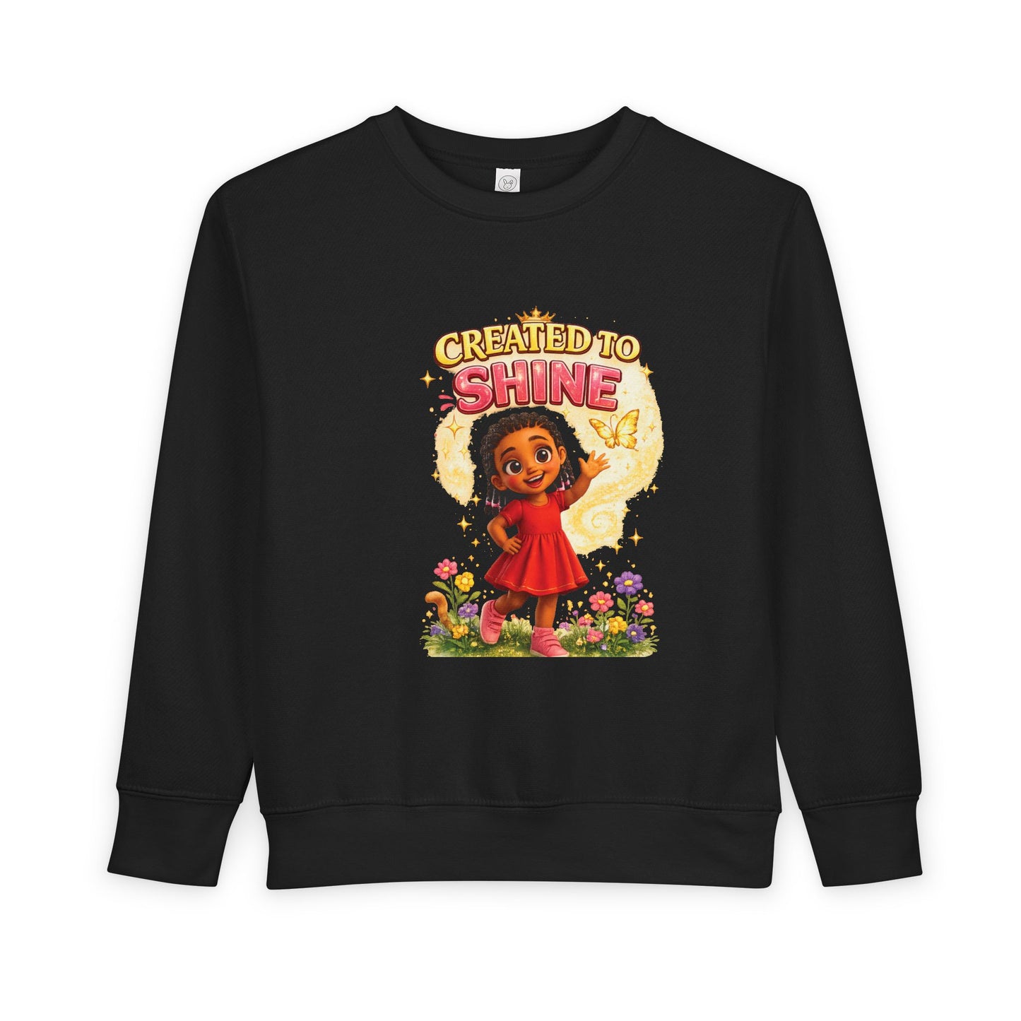 Created to Shine girl character Sweatshirt | toddler floral sunshine design