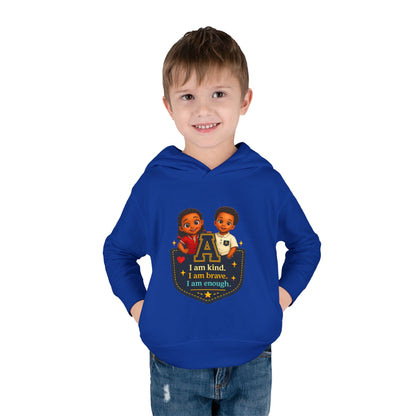 Toddler Hoodie — "I Am Kind, I Am Brave, I Am Enough" Pocket Design