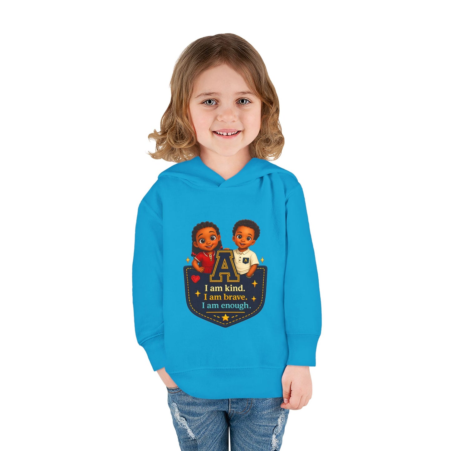 Toddler Hoodie — "I Am Kind, I Am Brave, I Am Enough" Pocket Design