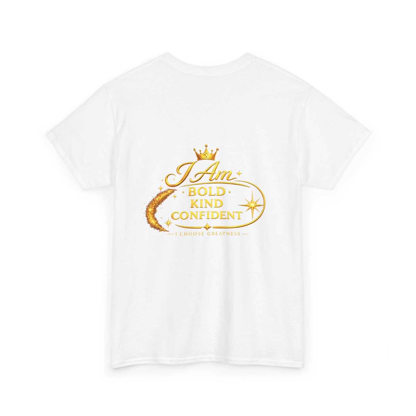 Inspirational Graphic Tee — “I Am Bold Kind Confident” Gold Logo T-Shirt
