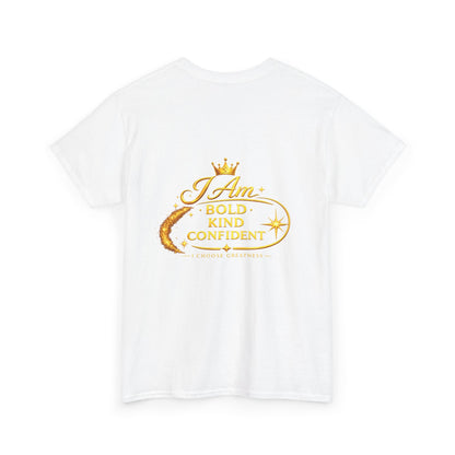 Inspirational Graphic Tee — “I Am Bold Kind Confident” Gold Logo T-Shirt