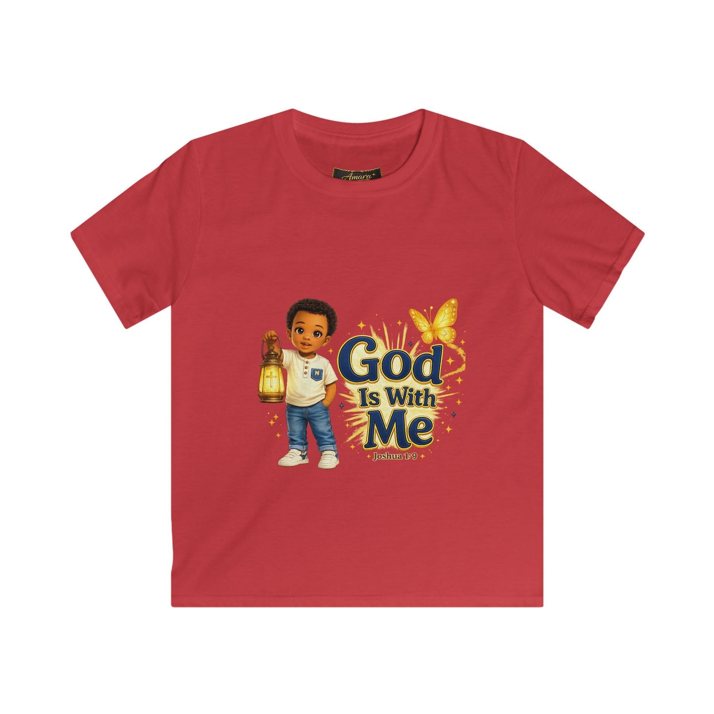 Kids 'God Is With Me' Tee — Be Strong & Courageous Christian Children's Shirt (Joshua 1:9)