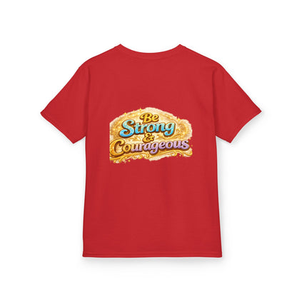 Kids Tee — "God Is With Me" Inspirational Christian Shirt (Be Strong & Courageous)