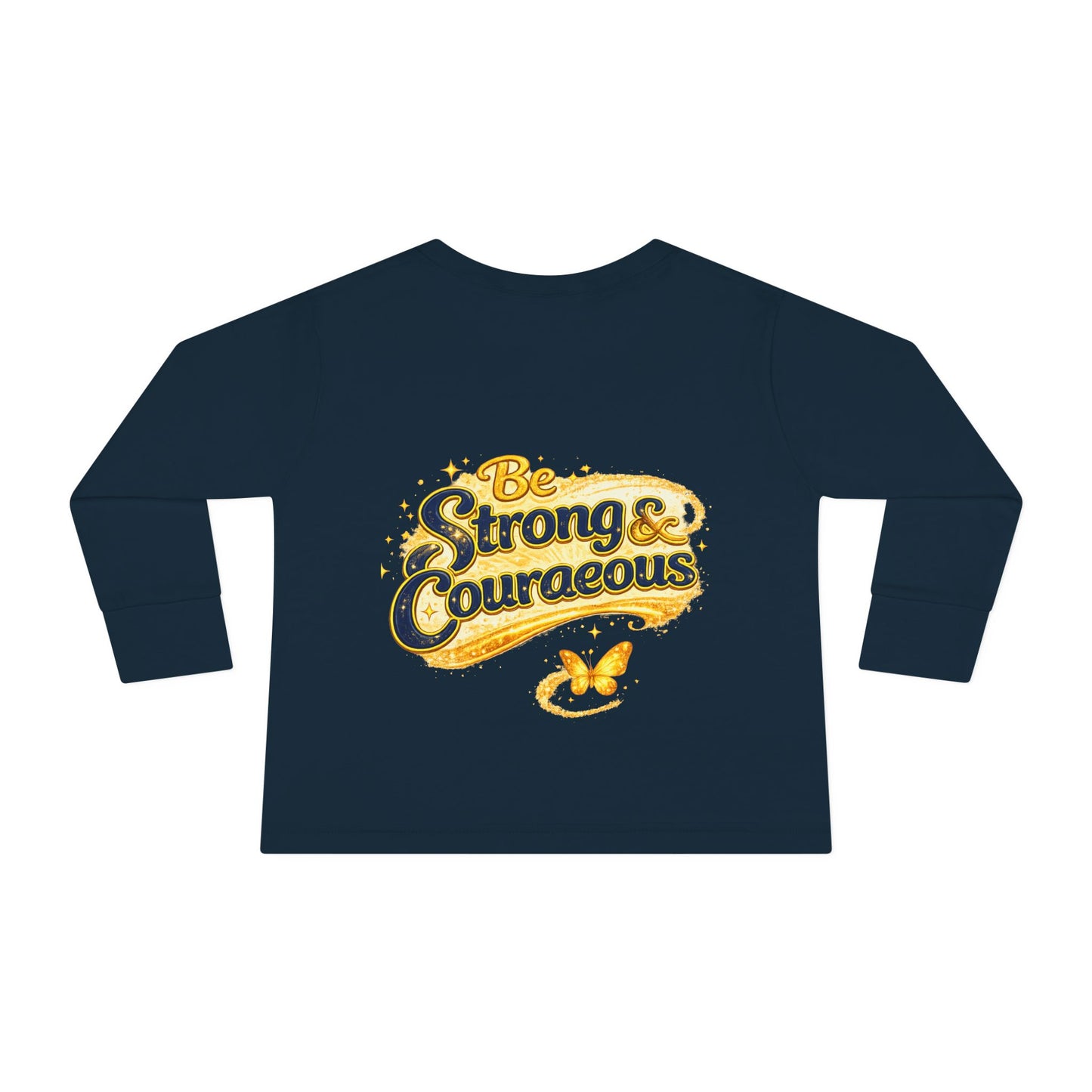 Toddler Long Sleeve Tee — "God Made Me Amazing" Inspirational Christian Tee (Be Strong & Courageous)