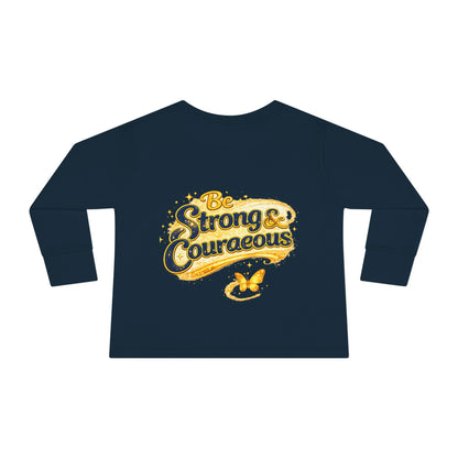 Toddler Long Sleeve Tee — "God Made Me Amazing" Inspirational Christian Tee (Be Strong & Courageous)
