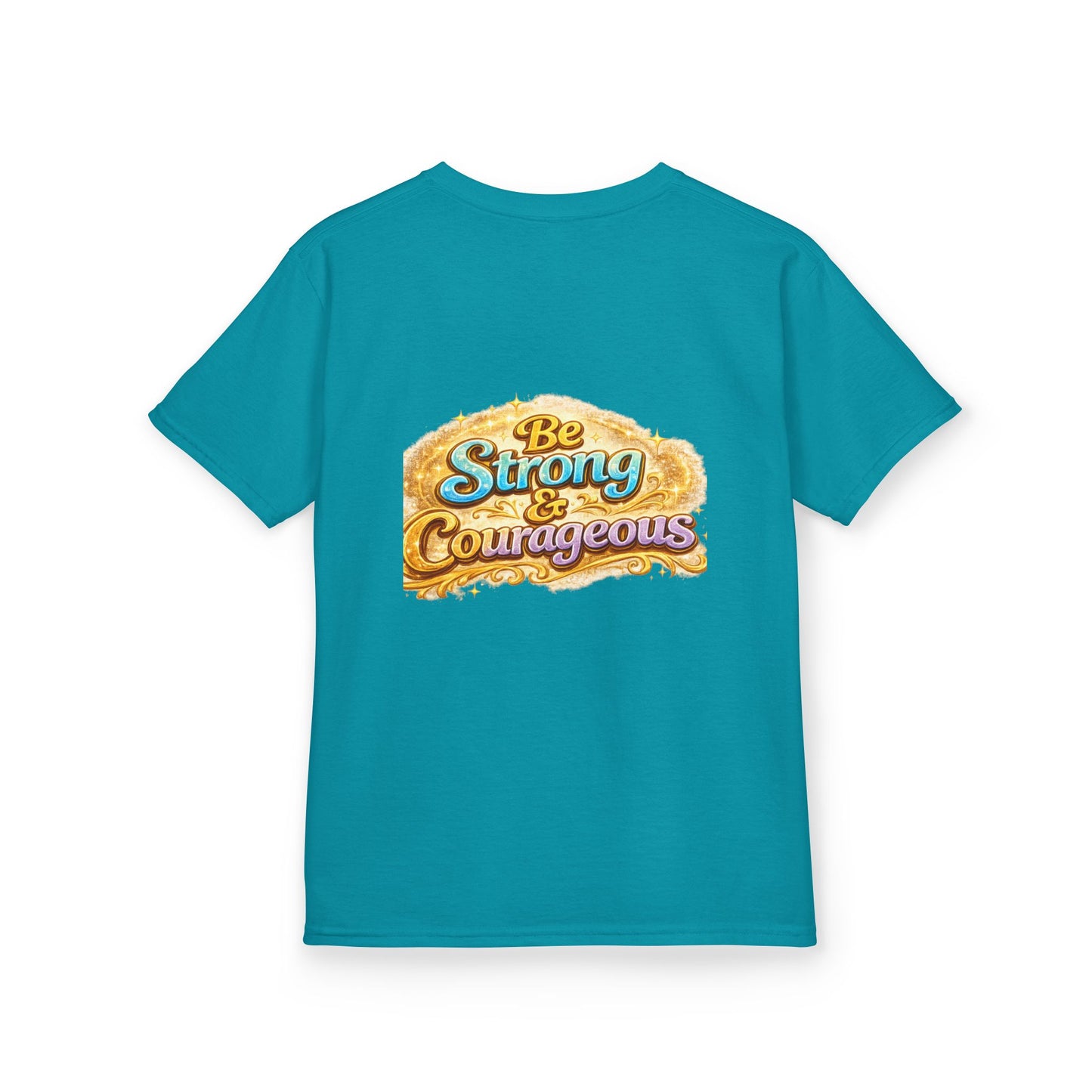 Kids Tee — "God Is With Me" Inspirational Christian Shirt (Be Strong & Courageous)