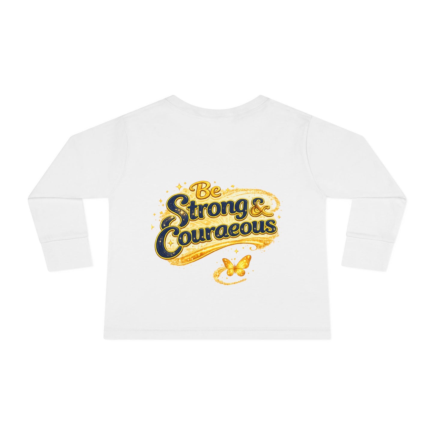 Toddler Long Sleeve Tee — "God Made Me Amazing" Inspirational Christian Tee (Be Strong & Courageous)