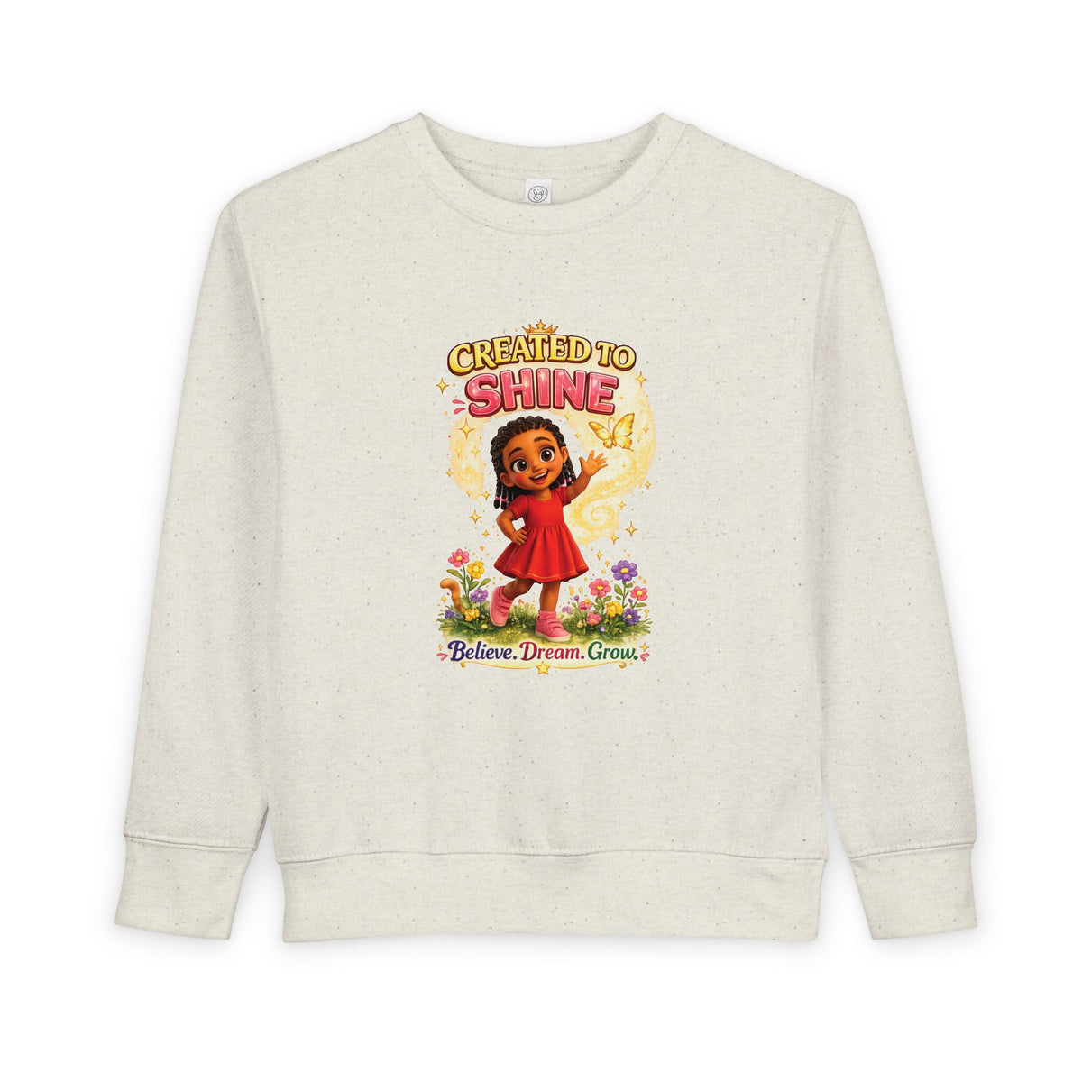 Created to Shine girl character Sweatshirt | toddler floral sunshine design