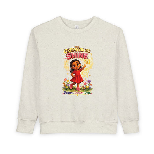 Created to Shine girl character Sweatshirt | toddler floral sunshine design