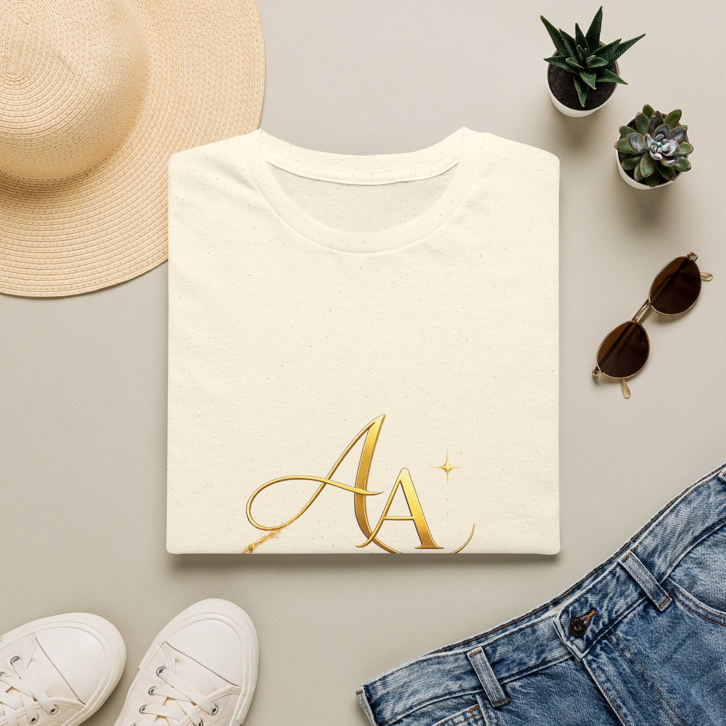T-Shirt — Gold Monogram “AA” Amara Logo Tee