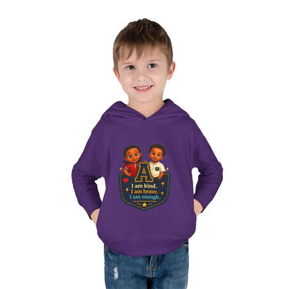 Toddler Hoodie — "I Am Kind, I Am Brave, I Am Enough" Pocket Design