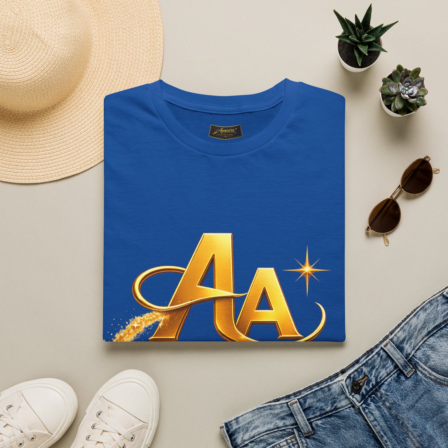 T-Shirt — Gold Monogram “AA” Amara Logo Tee