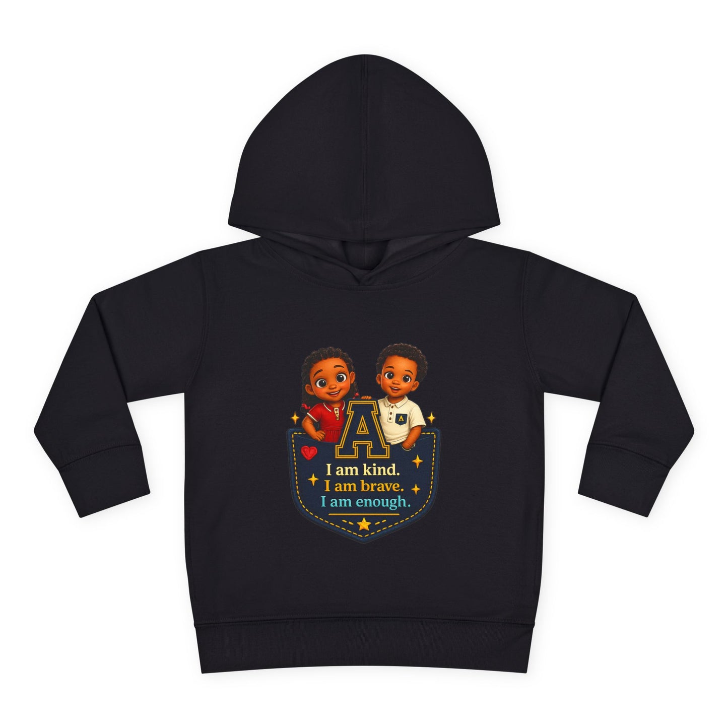 Toddler Hoodie — "I Am Kind, I Am Brave, I Am Enough" Pocket Design
