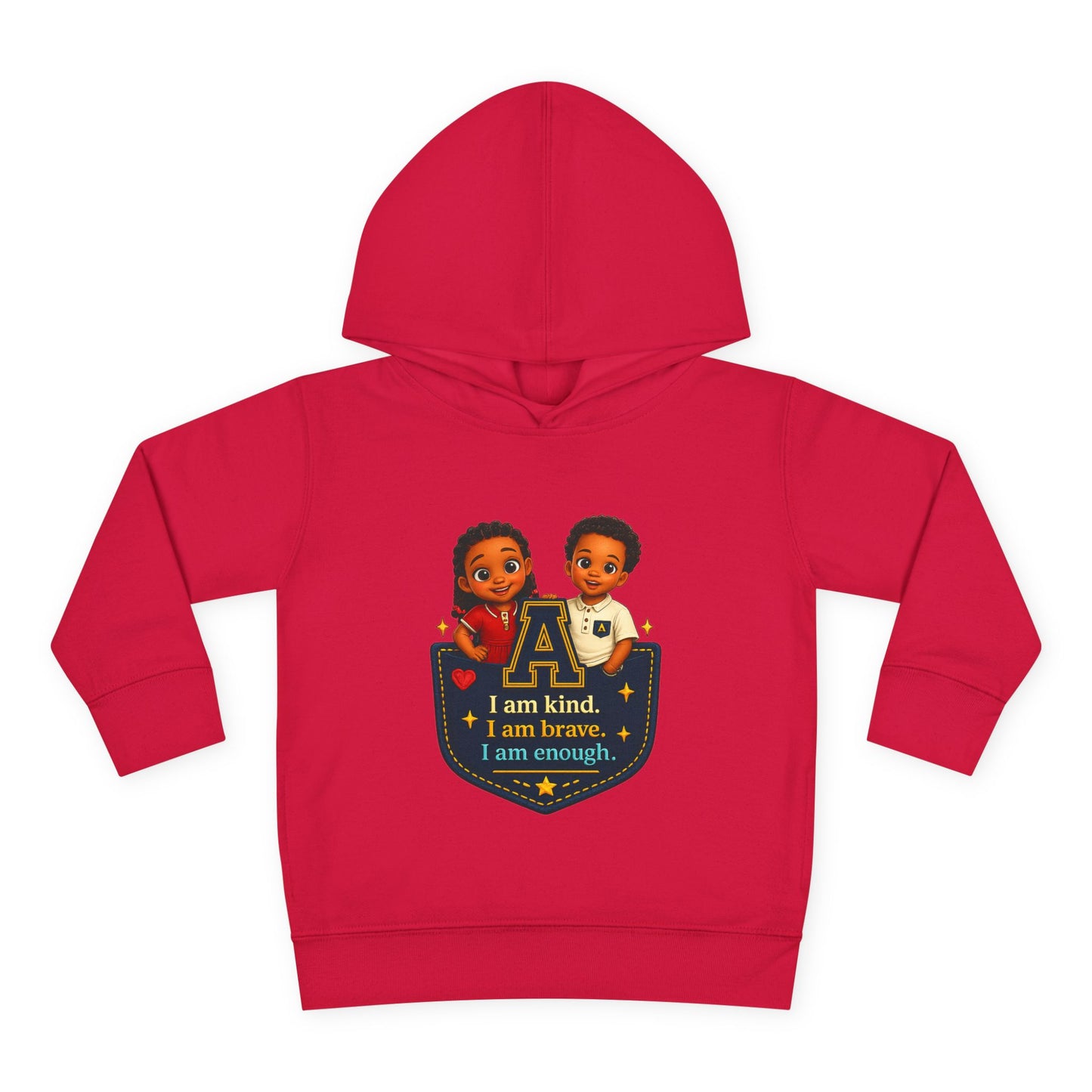 Toddler Hoodie — "I Am Kind, I Am Brave, I Am Enough" Pocket Design