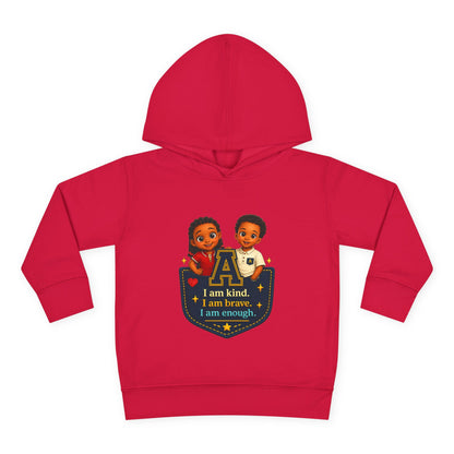 Toddler Hoodie — "I Am Kind, I Am Brave, I Am Enough" Pocket Design