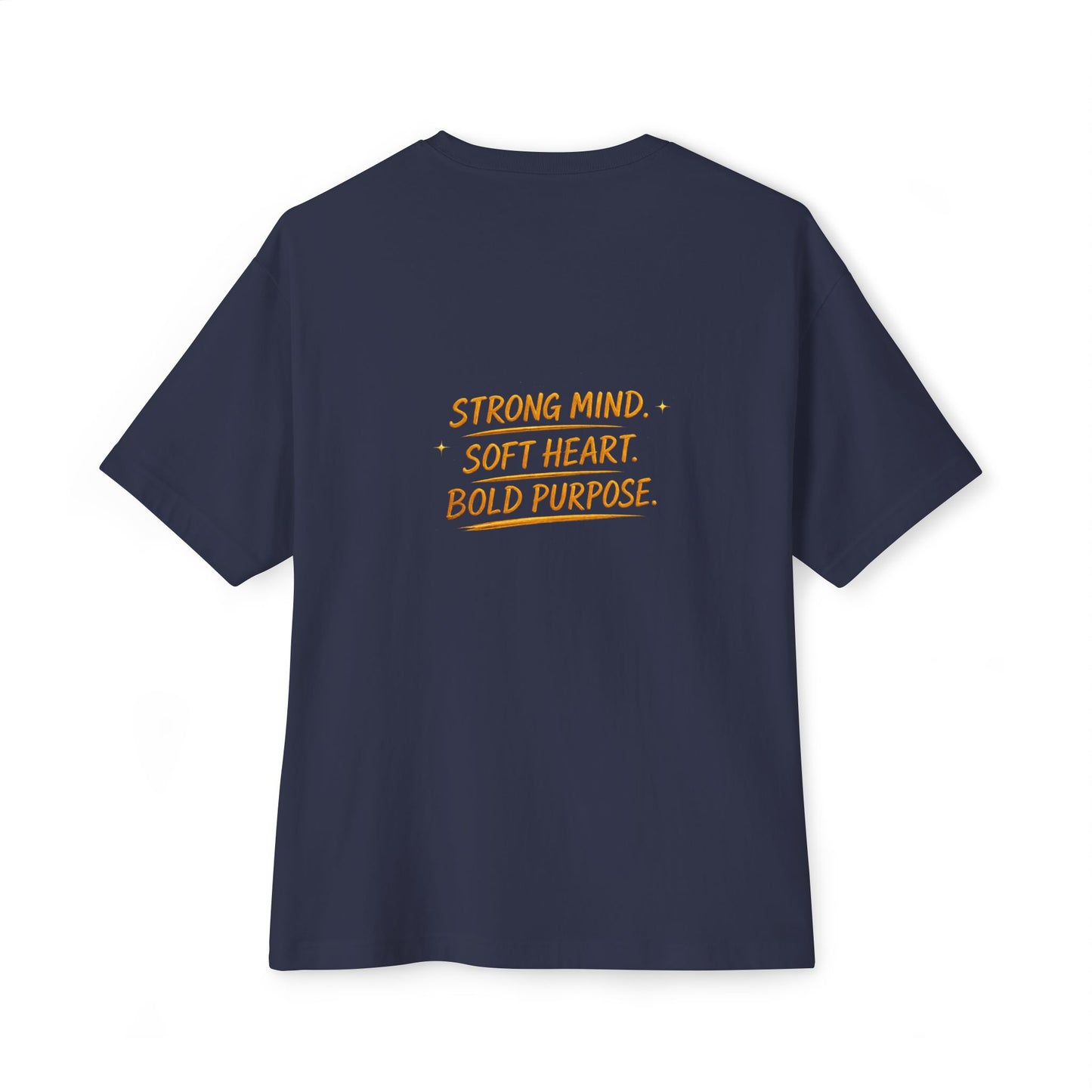Amara Gold Moon Boxy Tee — “Strong Mind. Soft Heart. Bold Purpose.” Oversized Graphic T-Shirt