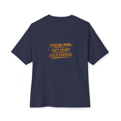 Amara Gold Moon Boxy Tee — “Strong Mind. Soft Heart. Bold Purpose.” Oversized Graphic T-Shirt