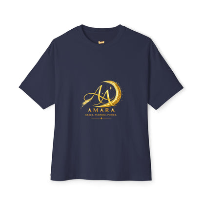 Amara Gold Moon Boxy Tee — “Strong Mind. Soft Heart. Bold Purpose.” Oversized Graphic T-Shirt
