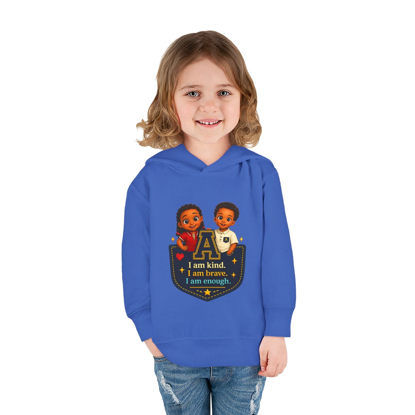 Toddler Hoodie — "I Am Kind, I Am Brave, I Am Enough" Pocket Design